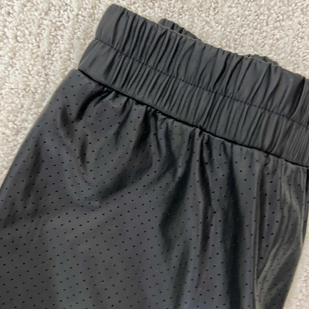 zara vegan leather jogging pants